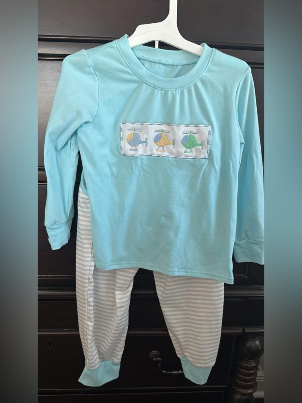 Light Blue Kids Helicopter Pajama Set